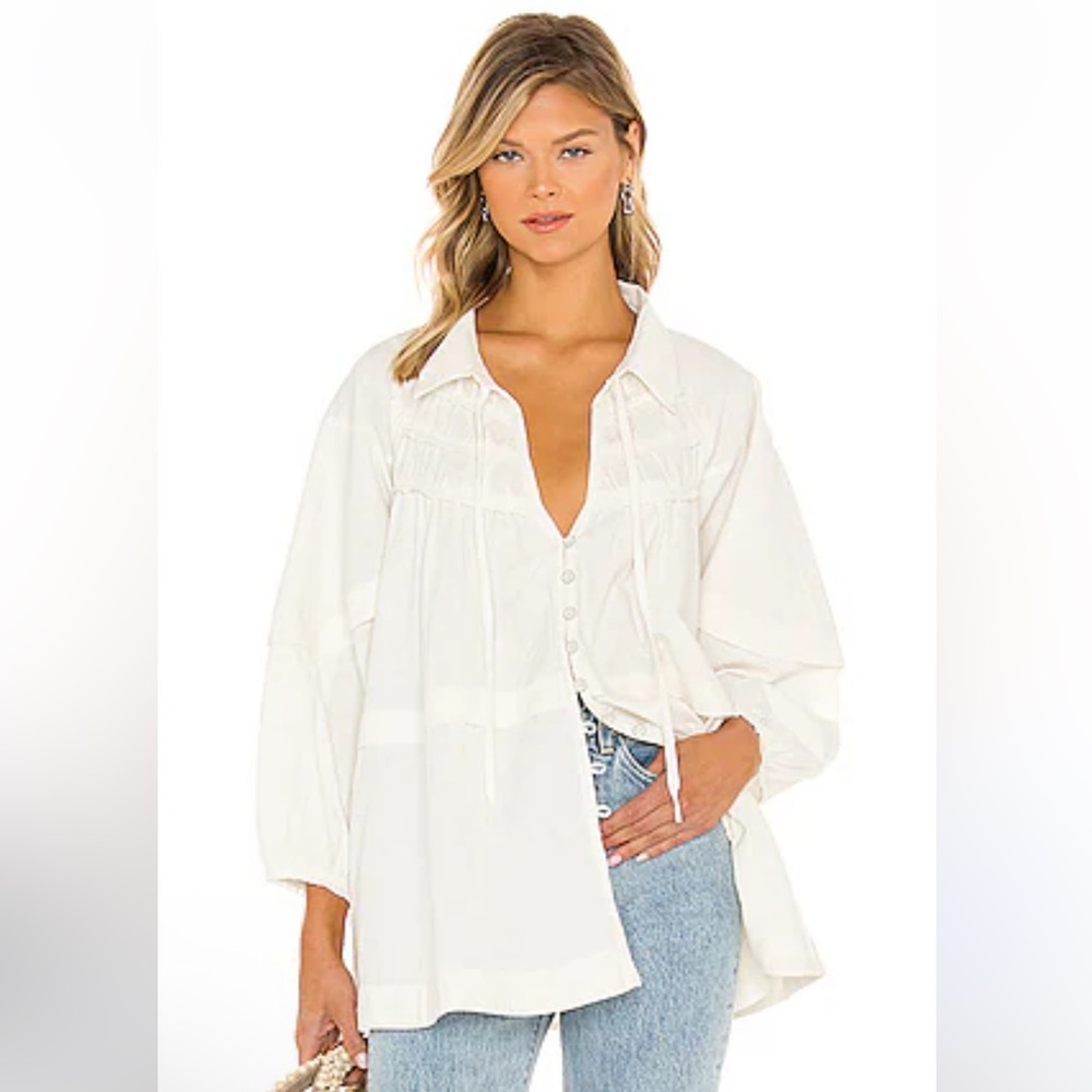 We The Free Cream Peasant Tunic Top